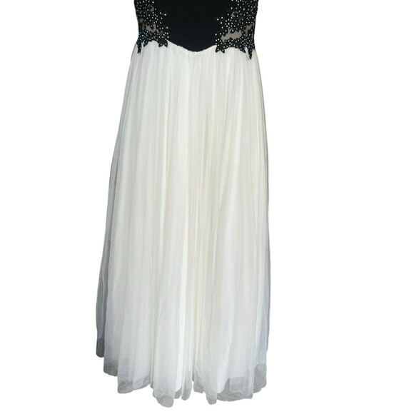 VTG‎ Full Length A-Line Prom Dress Juniors 9 Mesh Rhinestones Princess 90s Y2K - Picture 3 of 13